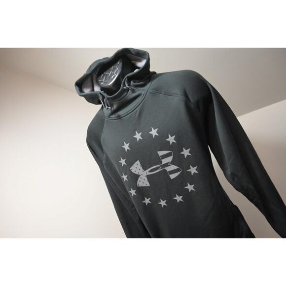 Under Armour Hoodie Freedom Fleece Black Athletic Performance Mens Sz Medium - Picture 2 of 9
